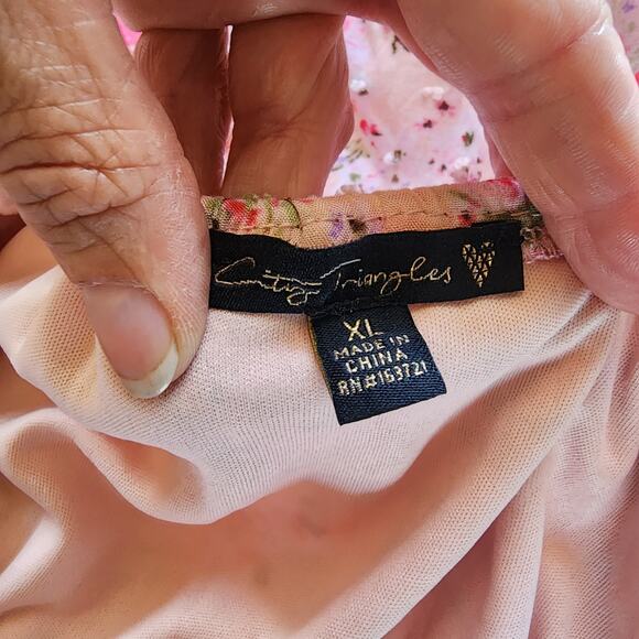 City Triangles Pink Floral Summer Ruffle Short Stretch Dress Size XL - Picture 5 of 6